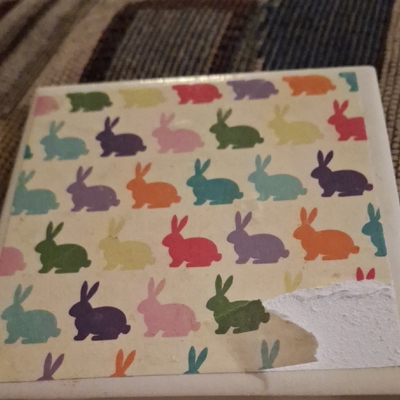 Other - White Ceramic Square Coaster with Felt Corners